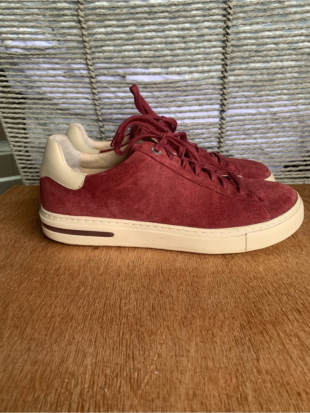 Birkenstock Women's Bend Low Suede Sneakers in Zinfandel with Cream Heel
